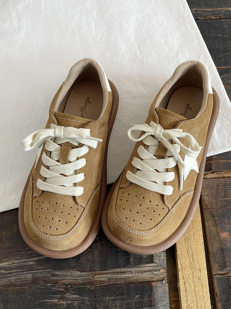 CAREAYMADE Genuine Leather Retro Shoes Wide Toe Box